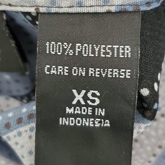 New York & Company Gray Blue Black Paisley French Cuff Retro Top Blouse Size XS - Picture 11 of 13